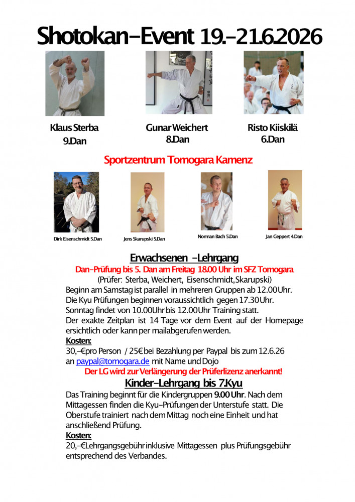 Shotokan-Event 19.- 21.6.2026